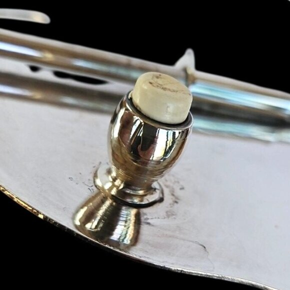 Mid-Century Italian Silverplate Expandable Trivet DelBerti Holiday Hot Plate - Picture 9 of 13